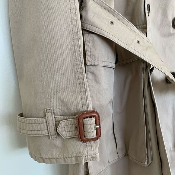 BURBERRY vintage belted khaki brown trench coat size medium - Picture 8 of 10